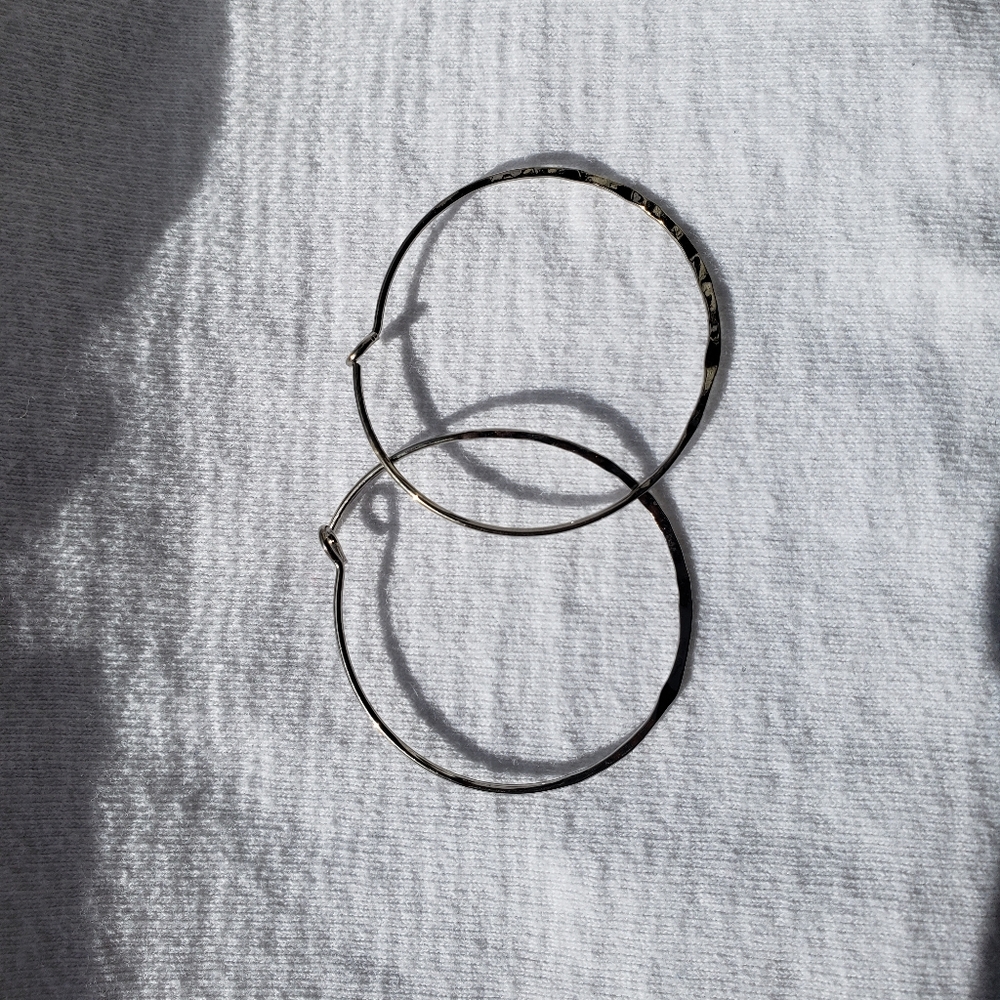 Silver hammered hoops